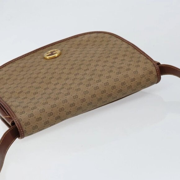 GUCCI Micro GG Supreme Shoulder Bag PVC Brown Gold - Picture 8 of 16